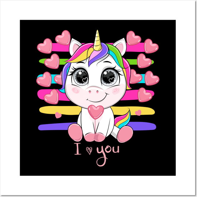 unicorn valentines day Wall Art by hadlamcom